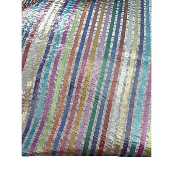 Sparkling Pastel Tablecloth Rainbow Metallic Lurex Fabric Nine Foot Diameter - Picture 5 of 6